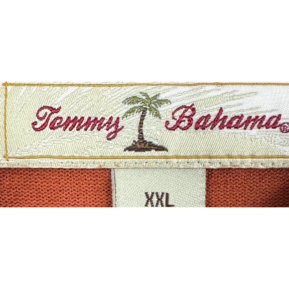 Tommy Bahama Silk Nylon Blend Sweater Polo Mens 2XL Orange Long Sleeve Outdoor - Picture 5 of 8